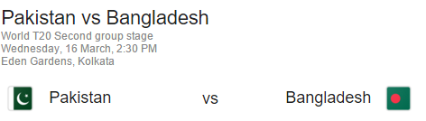 Pakistan Vs Bangladesh Live T20 World Cup 2016 Match 16 March