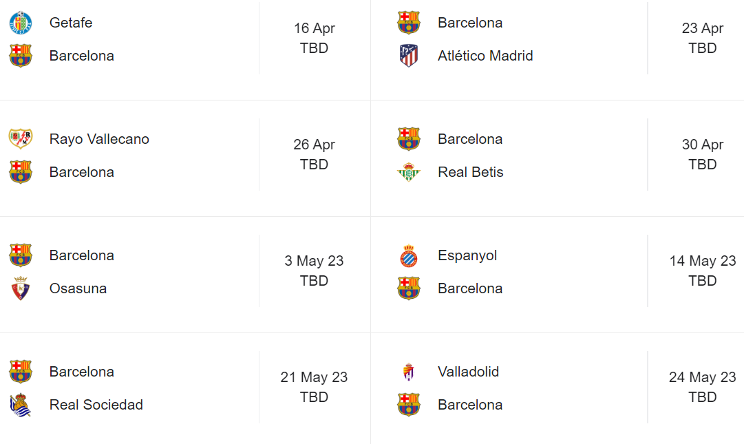 Barcelona Match Schedule In India Time 2023